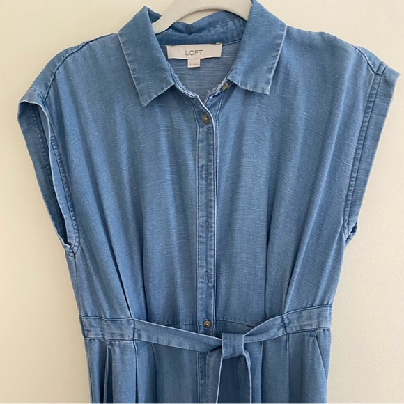 Lightweight soft cotton denim midi dress. - Picture 4 of 4